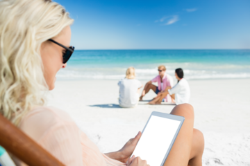 Woman using digital tablet