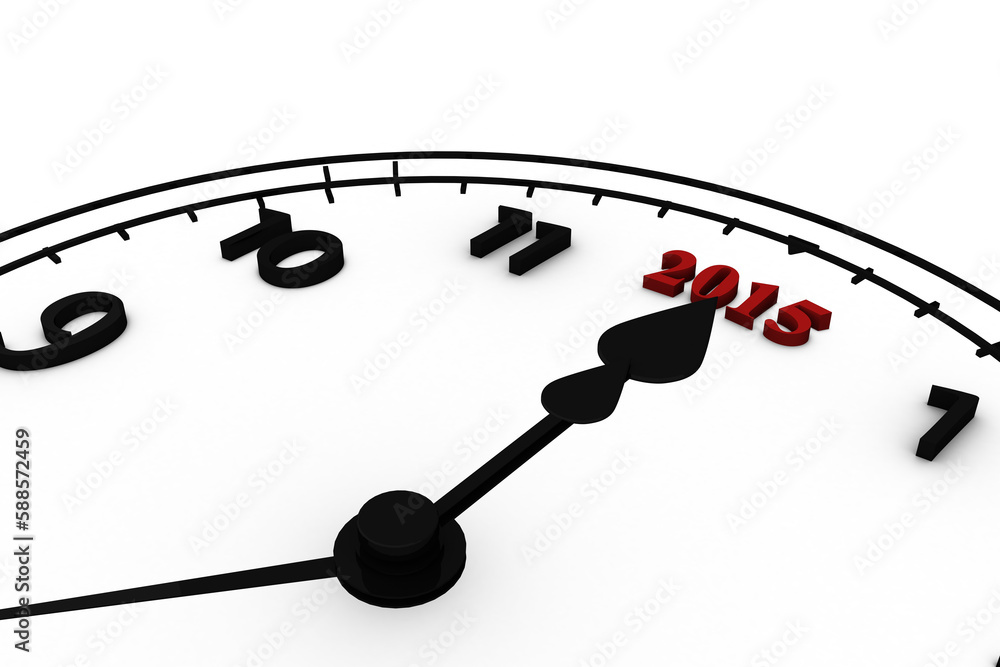 Aufkleber composite image of 2015 on analog clock