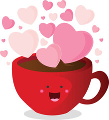 Valentines day cup of hearts icon