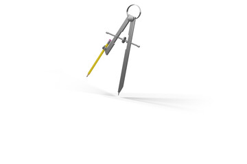 Composite image of drawing compass with pencil