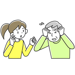 責められて困っているシニア男性の上半身