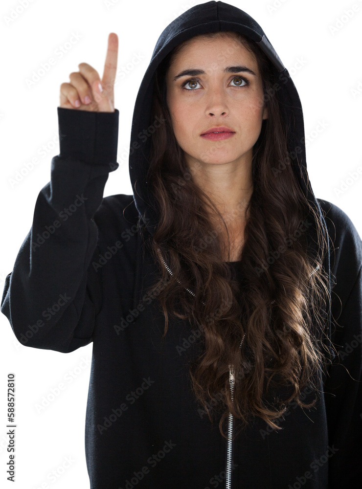 Poster hacker using digital screen