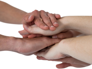 Cropped image of people forming hands stack
