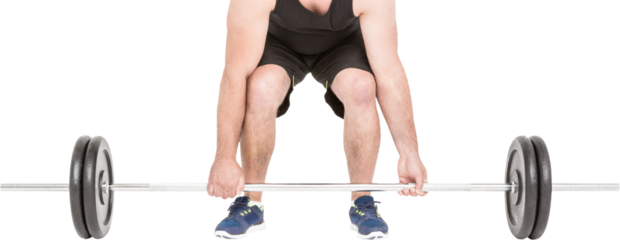 Bodybuilder lifting heavy barbell weights