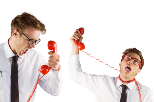 Nerdy businessman with phone 