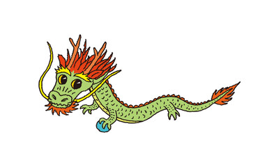 福を呼ぶかわいい龍の手描きイラスト