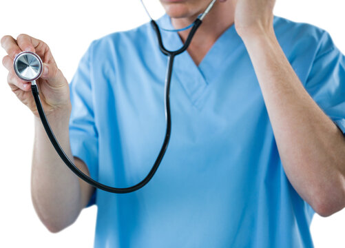 Cropped image of nurse holding stethoscope