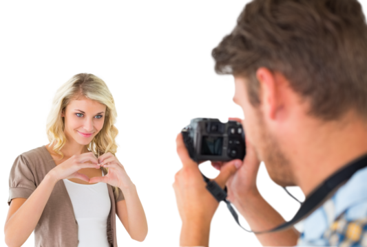 Man taking photo of his pretty girlfriend