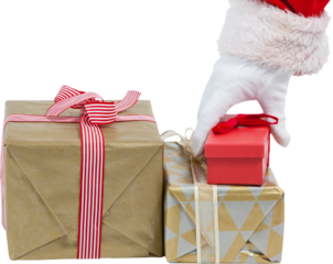 Santa Claus picking Christmas gift