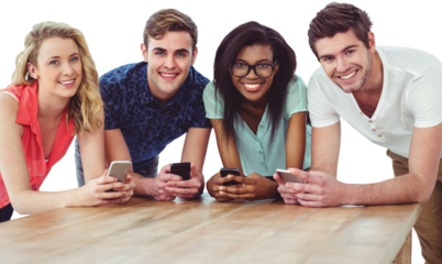 Creative team all using smartphones