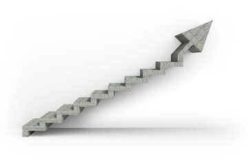 Digital composite image of gray steps moving up