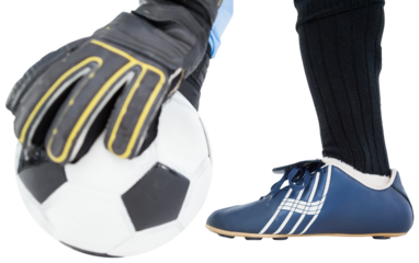 Cropped image of goalkeeper holding ball