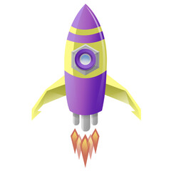 Digitally generated image of purple rocket 