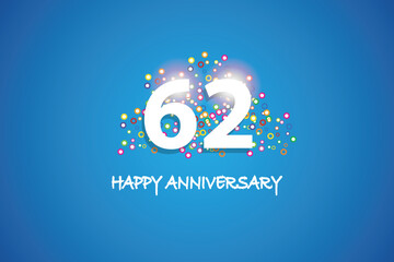 62th anniversary on blue background