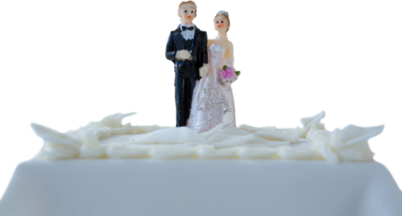 Wedding cake with couple figurines