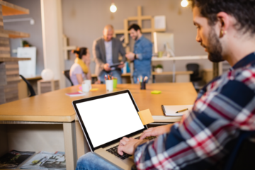 Graphic designer using laptop