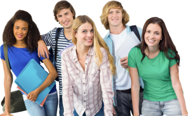 Happy college students