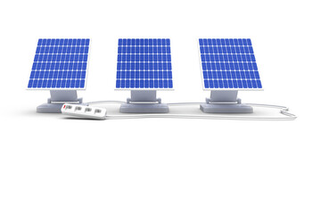 3d image of solar panels with cable