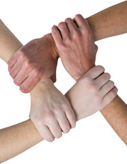 Cropped image of people forming hand chain