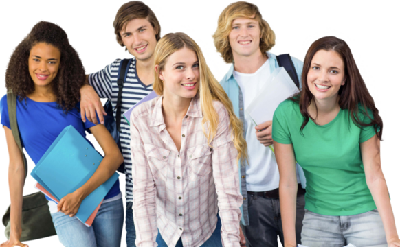 Happy college students