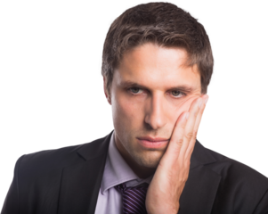 Close-up of young worried businessman