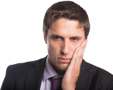 Close-up of young worried businessman