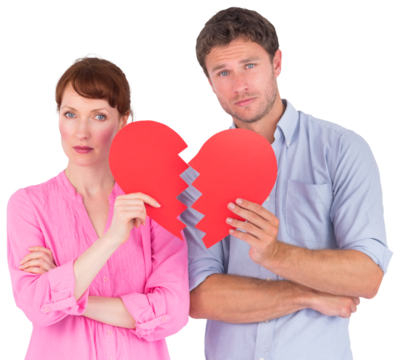 Couple holding a broken heart - Powered by Adobe