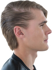 Fototapeta premium Side view of thoughtful young man