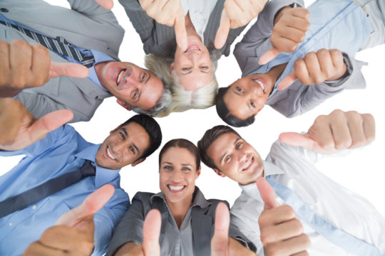 Business people gesturing thumbs up