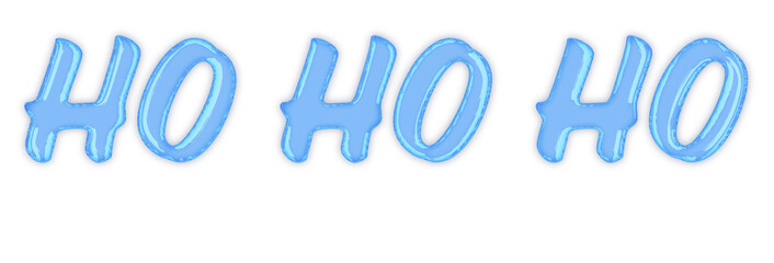 Digitally generated image of blue glossy ho ho ho text banner against white background