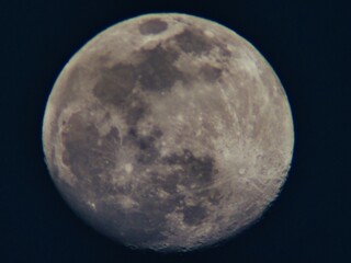 Almost Full Waxing Gibbous Moon at Blue Hour