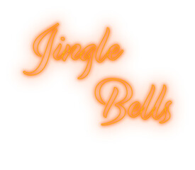 Obraz premium Digitally generated image of neon orang jingle bells text banner against white background