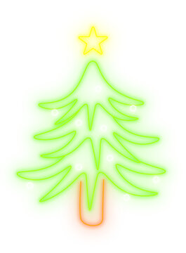 Digitally generated image of neon christmas tree icon against white background
