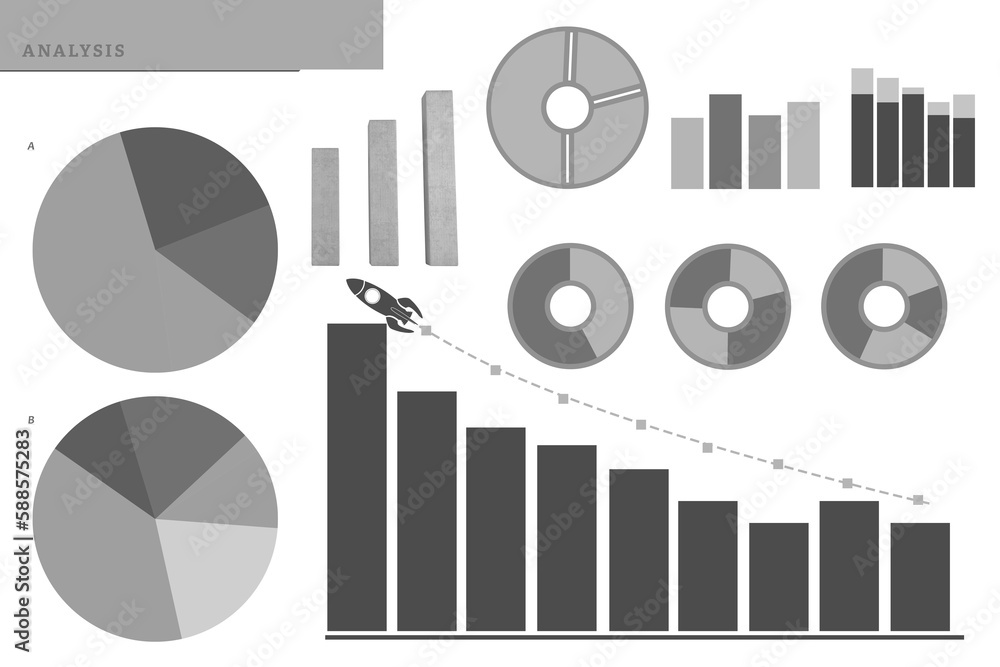 Fototapete composite image of various graphs charts