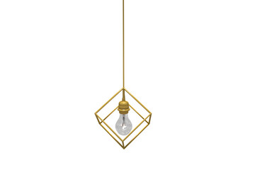 3d image of yellow pendant light over white background
