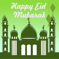vector illustration of mosque in green color especially ramadan