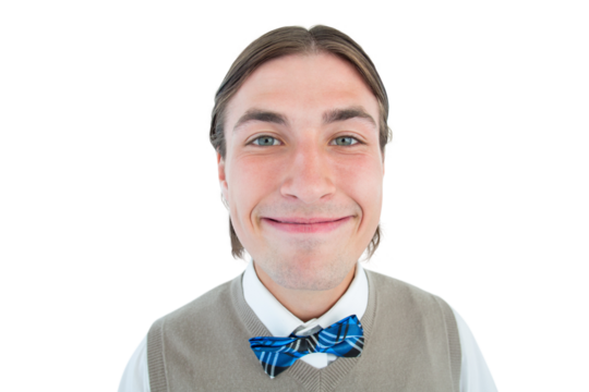 Geeky hipster smiling at camera