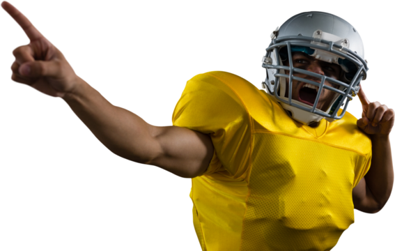 Energetic American football player pointing - Powered by Adobe