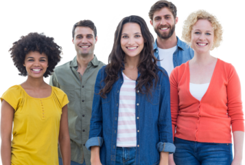 Group portrait of happy young colleagues