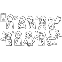 生理に伴う心身の不調に悩む女性セット