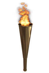 Digital composite image of burning sport torch