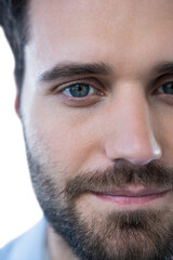 Fototapeta premium Close up of man with blue eyes 