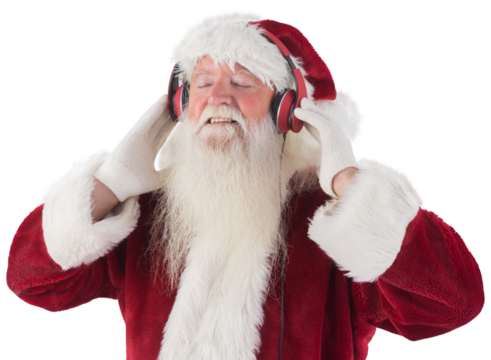 Santa Claus enjoys some music