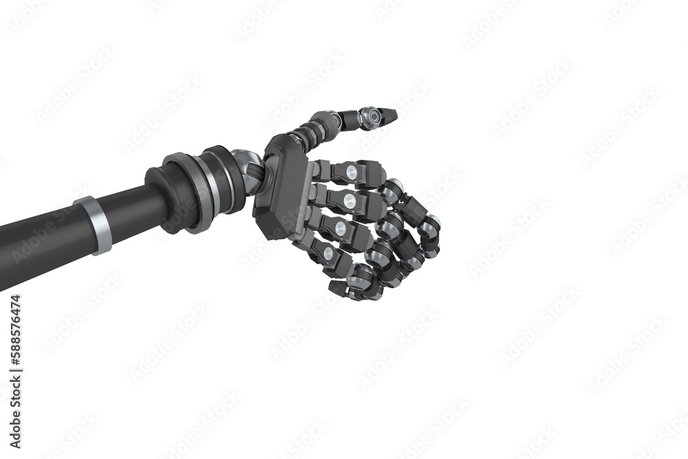 Poster digital composite image of black color robotic arm