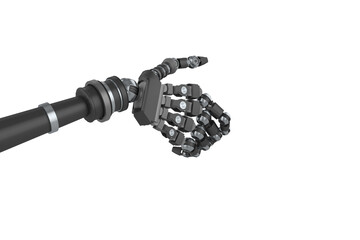 Digital composite image of black color robotic arm