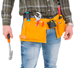 Manual worker holding hammer