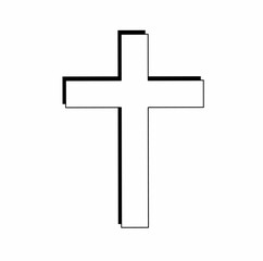 outline christian cross icon wit black shadow isolated on white background