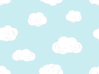 Seamless pattern with clouds on blue background vector.