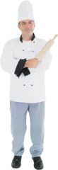 Gordijnen Portrait of chef holding rolling pin © vectorfusionart