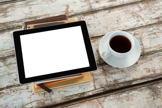 tablet and coffee - Powered by Adobe